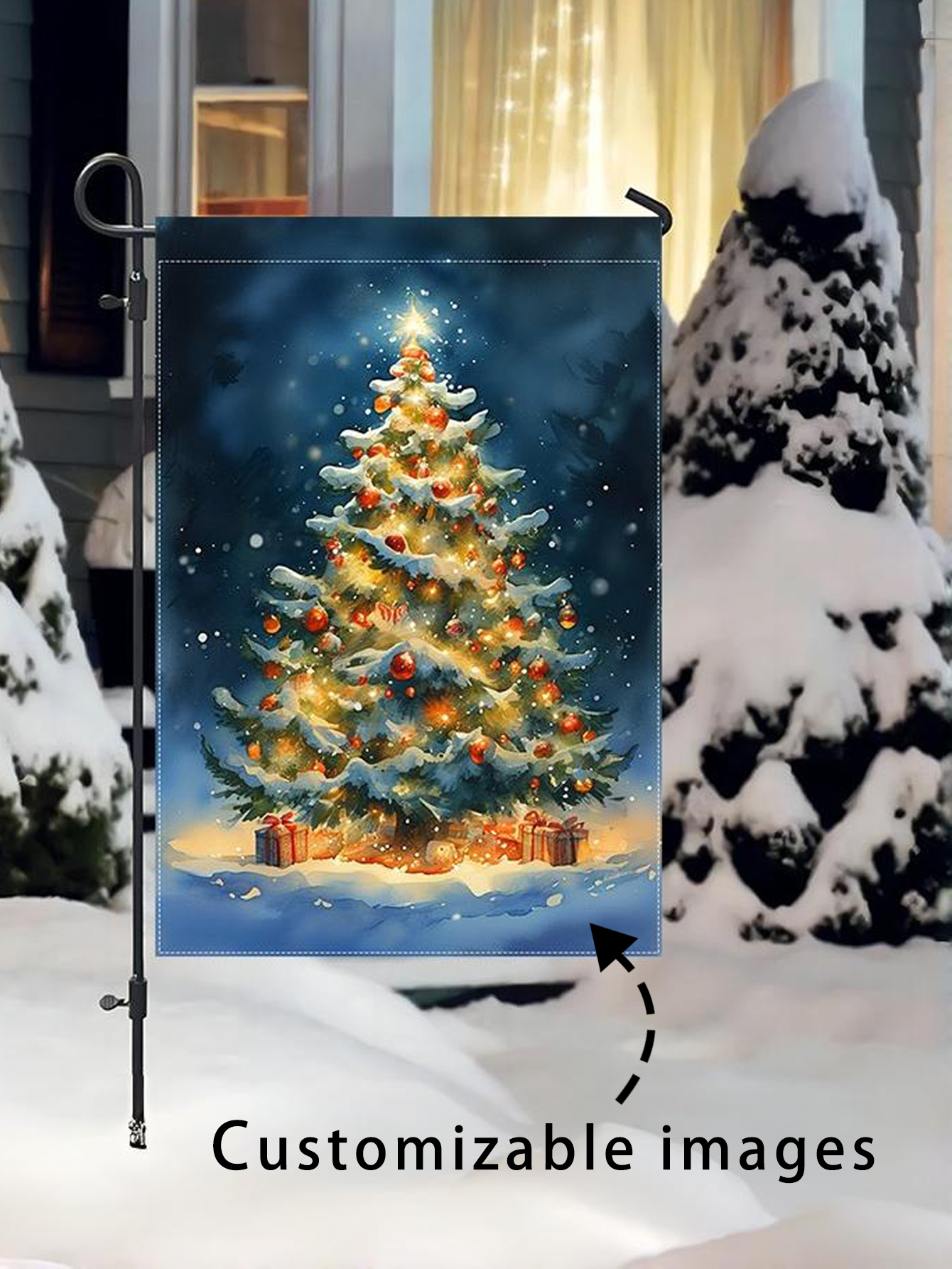 Outdoor Christmas Tree Garden Flag（Not lnclude Flagpole）